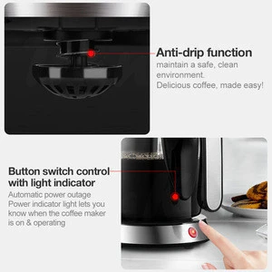 1.25L 10 Cups Home Use Electric Drip Coffee Maker With Stainless Steel Housing