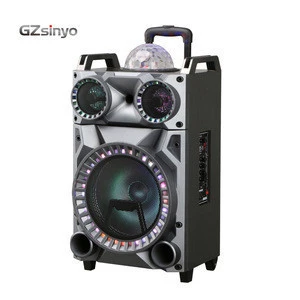 12inch plastic BT rechargeable trolley speaker portable audio equipment sound with Colorful lights