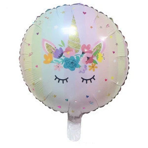 18 Inch Rainbow Unicorn Round Shape Helium Foil Balloon For Party Decoration Cartoon Kids Toys Baby Shower