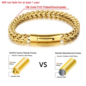 18 k Gold Plated Metal Bracelet Mens Bracelet Franco Stainless Steel Bracelet