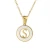 Import 18K Shell Round Stainless Steel Letter Pendant Titanium Steel 26 English Capital Letter Necklace Female from China