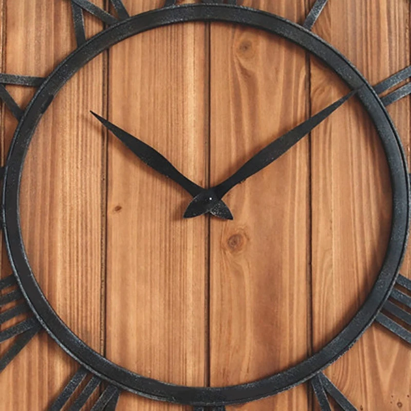 18&quot; Antique Home Decor Metal and Wood Farmhouse Wall Clock