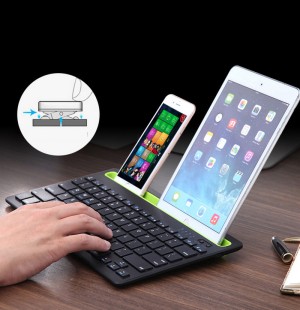 2 In 1 BT Keyboard Phone Pad Holder Mini Keyboard For Windows Android Phone Pads Built-In Holder Multi-Device Portable