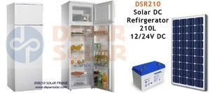 200L Solar Refrigerator 12/24VDC for Village, Camp, Caravan Fridge , Africa, Rural Electrification DC compressor Freezer System
