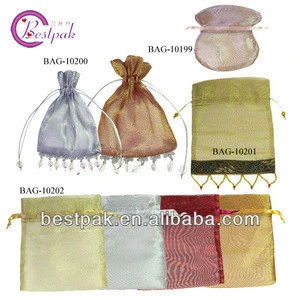 2013 Hot Sale For Novelty Drawstring Gift Bags, Decorative Beads Organza Bags