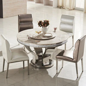 2017 European style marble round dining table with rotating centre