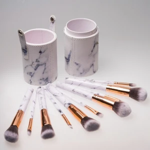 2018 Best Seller Marble Makeup Brush Set with 10PCS Customized Cosmetic Brushes