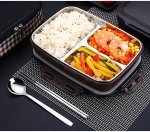 2019  pink black brown blue custom plastic 304 stainless steel 3 compartment bento lunch box