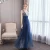 Import 2019 Spring New Navy Blue Spaghetti Straps Evening Gowns Sequined Tulle Long Evening Party Dresses from China