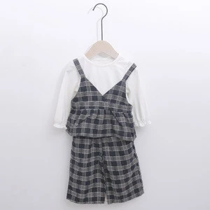 2019 Summer New Baby Girls Plaid Clothing 3 Pieces Suits T-shirt + Pants Girls Clothing Sets