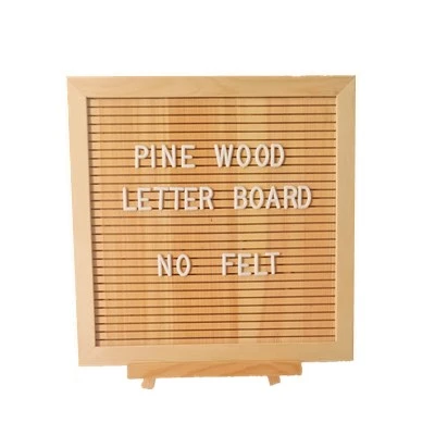 2020 Amazon hot 10x10inch changeable slotted scrable pine wood no felt letter board with pine wood frame