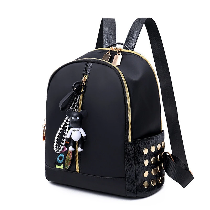 2020 Best Seller Personalized fashion Ladies waterproof nylon leather travelling Backpack Girl Handbags black School Bag
