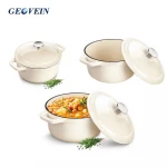 2020 best selling white truffle enamel cookware set casserole pot round cast iron dutch oven