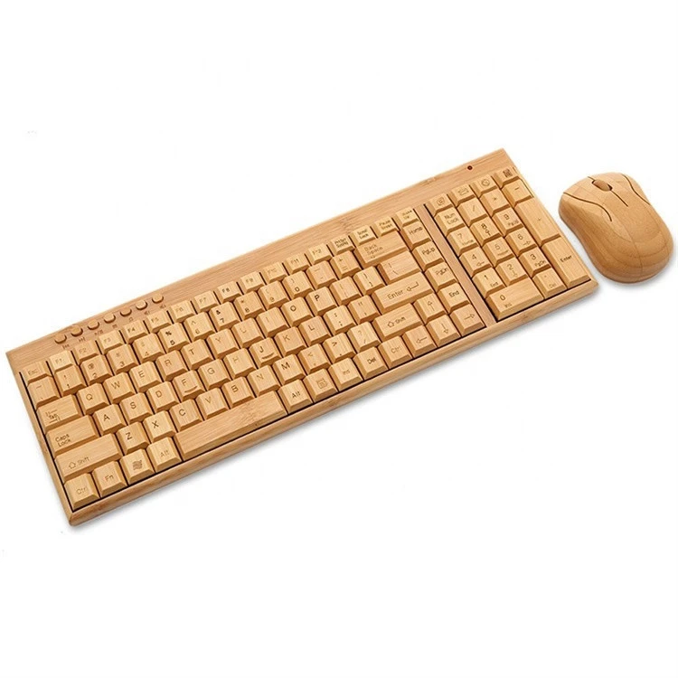 2020 wholesale environmental protection computer wireless USB bamboo keyboard mouse combination