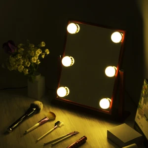 2021 6 LED lighted smart desktop beauty bulb vanity hollywood style makeup lighted mirror with led light