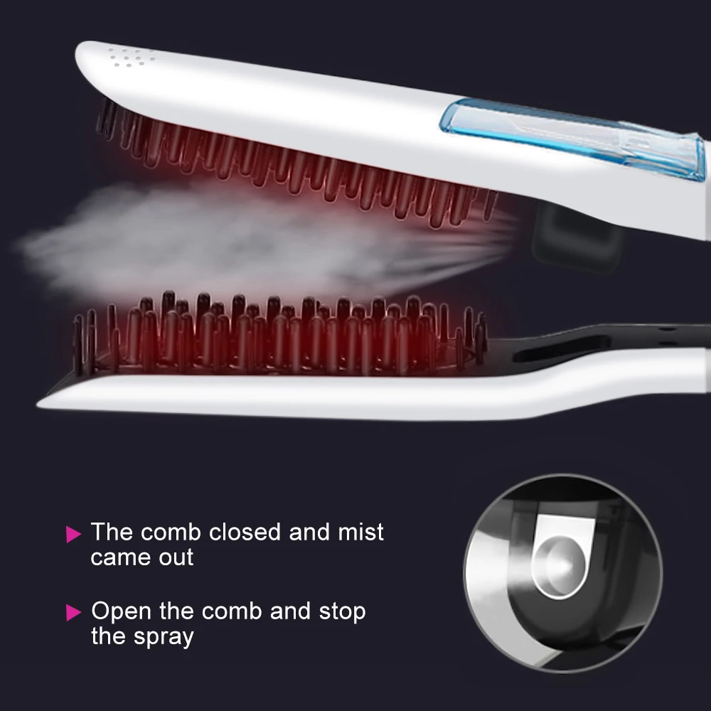2021 New Automatic Steam Hair Straightener Electric Combs Brosse a Cheveux Curling Iron Pelurus Rambut Beard Straightening Brush