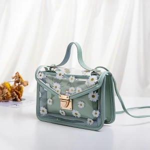 2021 New Fashion Female Transparent Mini Shoulder Bag Hardware Chain PVC Transparent Color Ladies Handbag Composite Handbag