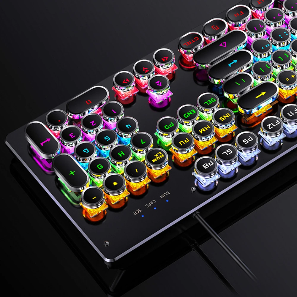 2021 New Punk 104 Keys Gaming Keyboard LED Backlit Colour Usb Game Wired Led Water-Resistant Mechanical RGB Led Backlight
