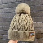 2024 fashion beanie hats with custom logo patch fuzzy acryl knit beanie