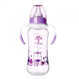 270ml twin color handle large circular arc BPA free baby products custom 9oz PP baby bottle
