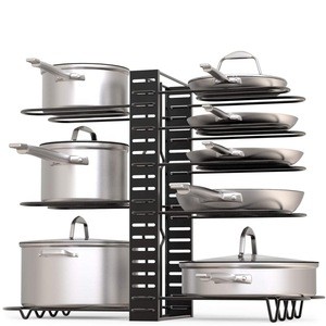 3 DIY Methods Kitchen Pan Storage Rack, More Bigger and Durable Kitchen Cabinet Pantry Pan Holder Pot Lid Organizer