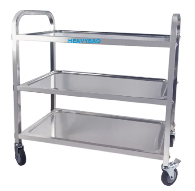 3-tier Kitchen Hotel Stainless Steel Dining Food Service Trolley Food Serving Trolley  Catering Servicing Trolley