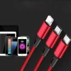 3 way usb cellphone cable multi function 1. 2 m nylon cable for mobile phone accessories fast charging cable