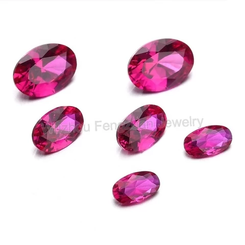 3A high quality low prices 2*4mm-10*12mm oval shape 5# Ruby synthetic Corundum cubic zirconia
