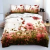 3d digital flower design luxury four pieces bedding set fitted sheet comforters sets king size bedding set