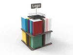 4 sides MDF wood stand, 2 tier handbag floor stand display rack for retail shop and supermarket