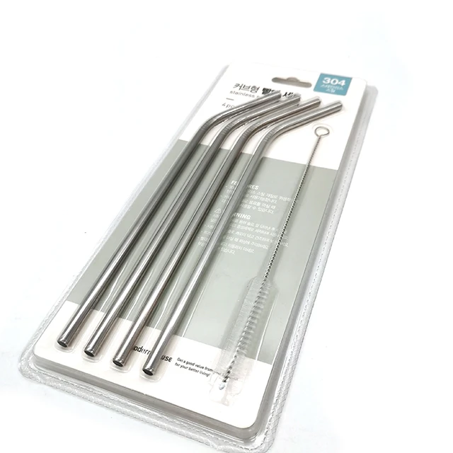 4pcs304 Reusable Stainless Steel Drinking Straw Wholesale With Customized Logo