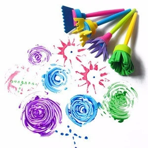 4Pcs/Lot Kids Drawing Toys DIY Painting Tools Creative Flower Stamp Sponge Brush Set Art Supplies for Children