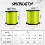 500m PE 8X 8 strand braided coated fishing line pe braided braid line fishing