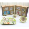 5pcs Eco-friendly Cute Cartoon Bamboo Fiber Products Bowl Cup Kid Gift Baby Tableware Dinner Set