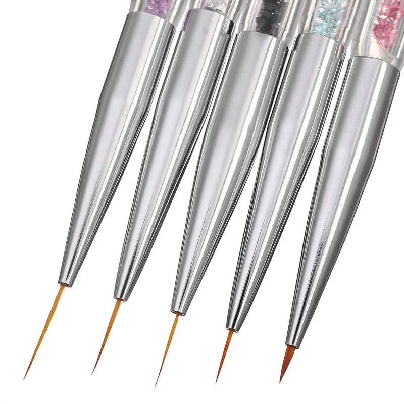 5pcs Nail Art Dotting Pen 2 Side UV Gel Acrylic Drawing Painting Liner Flower Brush Manicure Tools Decoration Rhinestone Crystal