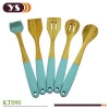 5PCS Utensils Cookware Food Grade Silicone Wood Handle Kitchen Cooking Tools