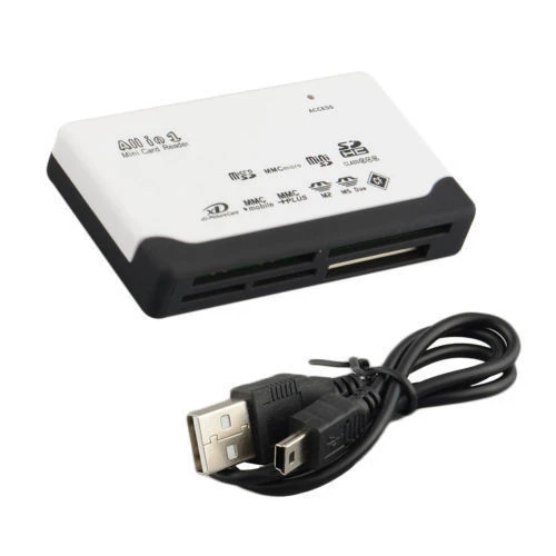 6 In 1 Mini Multi Card Reader  SD XD MMC MS CF  USB Memory Card Reader  silver and black colour