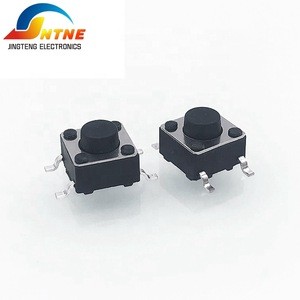 6x6x5 SMT Tact Switch Black Bottom Tactile Push Button Switches Tact Micro Switch with Button Cap