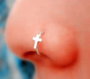 925 Sterling Silver Cross Nose Ring Women Body jewelry Piercing