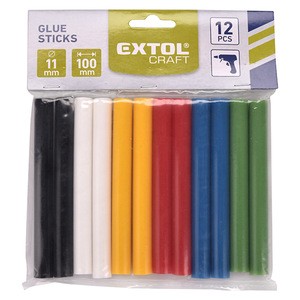 9909 EXTOL 11mm 12pcs/set Decoration Pressure Sensitive Hotmelt Adhesive Colorful Hot Melt Glue Stick