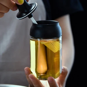 A583 Seasoning Bottle Salt Pepper Storage Container Kitchen Spice Jar with Spoon Transparent Glass Condiment Pot