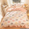 AB Version Printed Bedding Set Duvet Cover 100% Cotton Bad Sheet Cotton Bedding Set With Lace
