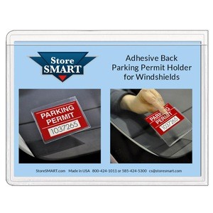 Adhesive Parking Permit Holders for Windshields - 2.5&quot; x 3.5&quot; - Clear PVC Plastic - PSR-PARK-1045L