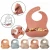 Import Adjustable Reusable Waterproof Soft Food Grade Silicone Baby Organic Feeding Bibs Set Bpa Free With Food Pocket To Easily Clean from China