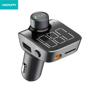 AGETUNR T15 Bluetooth5.0 Car Kit U disk/micro SD Card/Aux in Dual USB Charger Handsfree Stereo FM Transmitter MP3 Audio Player