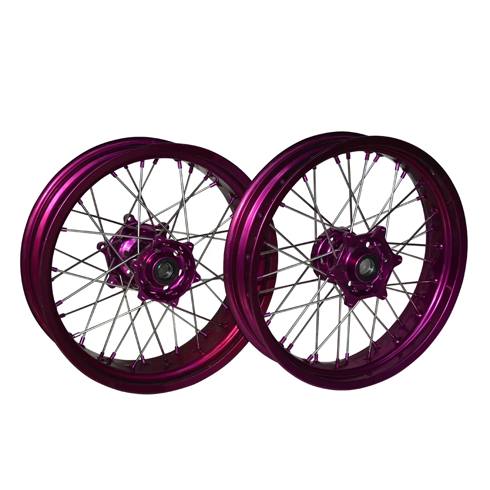 Aluminum Universal 17inch Supermoto Spoke Purple wheel Rims