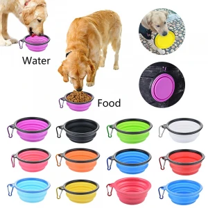Amazon Hot Selling Portable Sublimation Travel Plastic Collapsible Water Food Cat Pet Dog Bowl Feeder
