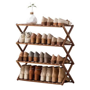 Amazon Top Selling Portable No Assembly Multi Tire Foldable Amazing Wooden Bamboo Shoe Racks for Home