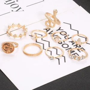 Anillos Serie 2020 Costume snake shape alloy gold plated jewelry women ring sets