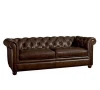 Antique living room furniture italy Chesterfield brown leather sofa